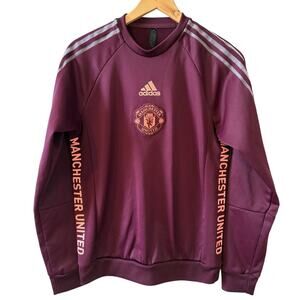 Adidas Manchester United Soccer Football Crewneck Sweatshirt Maroon S